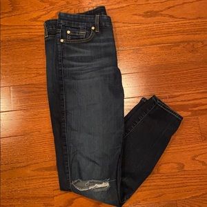 7 For All Mankind Ankle Skinny Jeans w Knee Detail